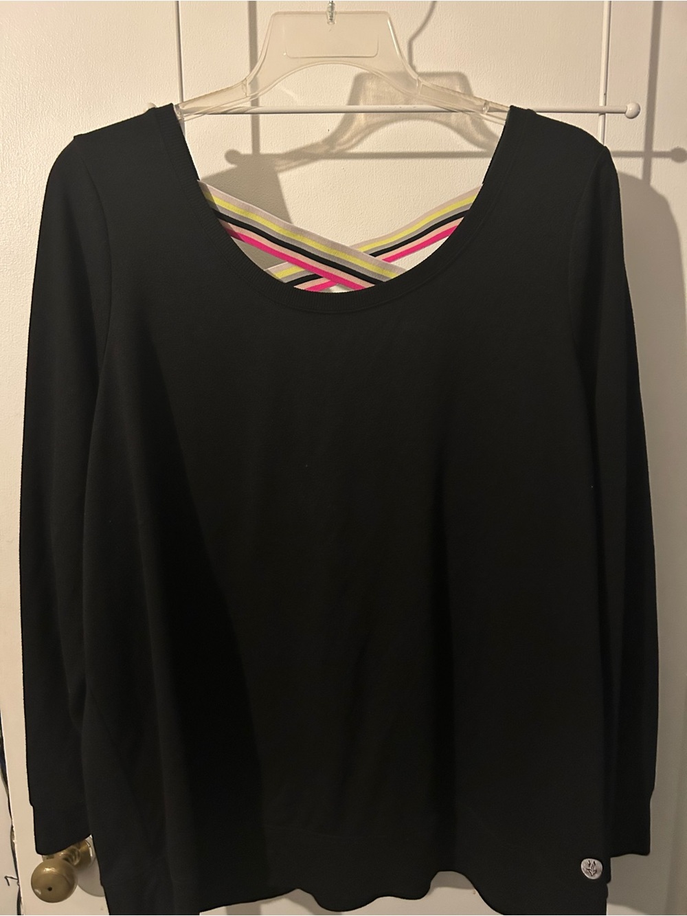 torrid Black Long-Sleeve Top with Multicolor Striped Trim